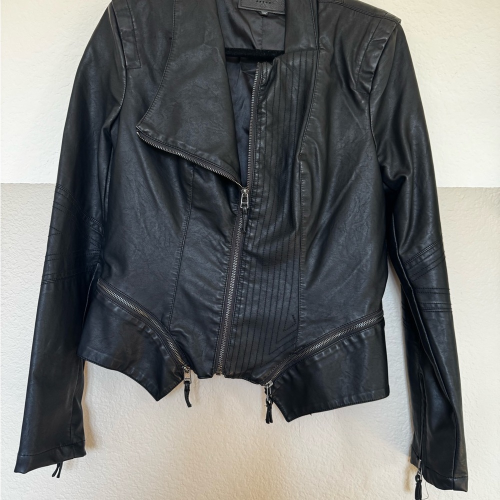 BlankNYC Black Leather Moto Jacket Asymmetrical Design